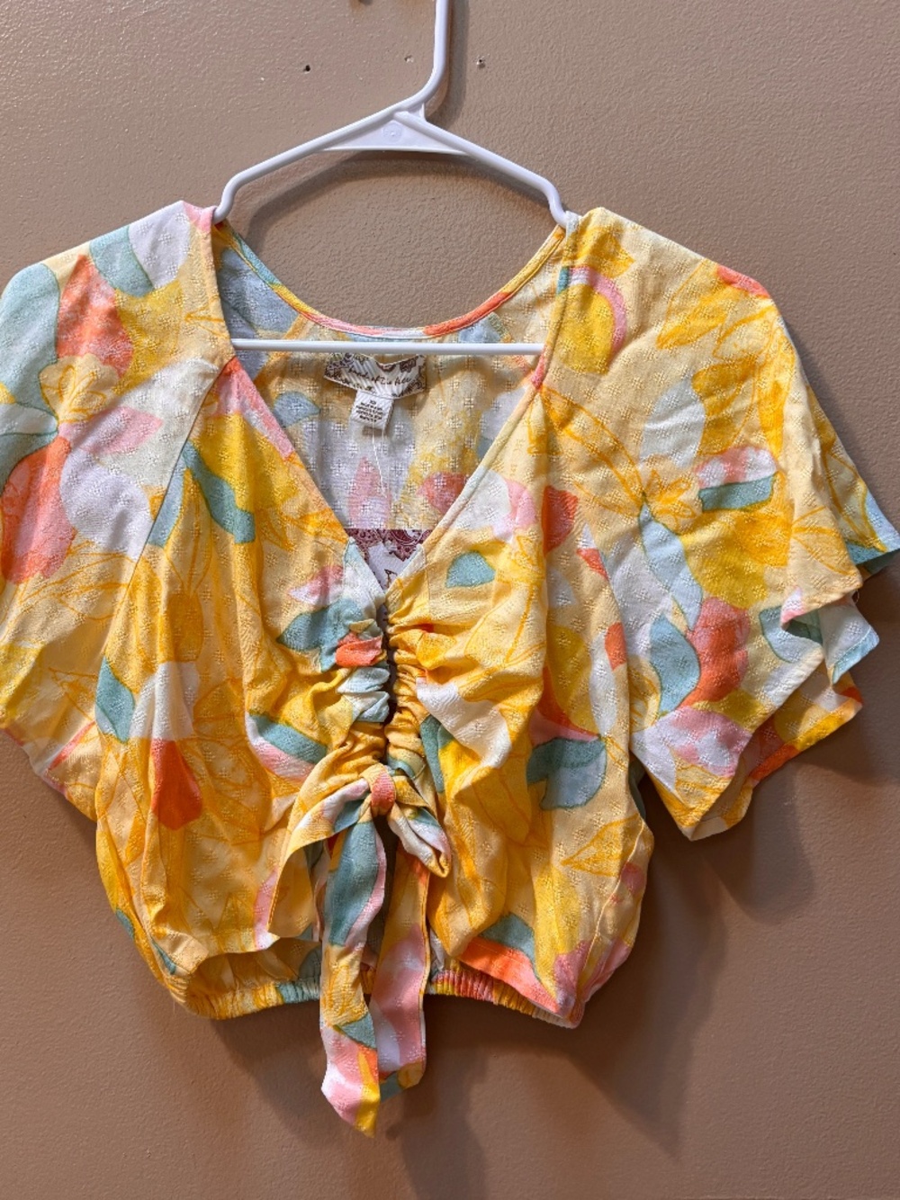 Land of the Free Romantic Kawaii Floral Crop BowTop Size XS NWT